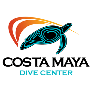 logo for a dive center with a Mayan theme